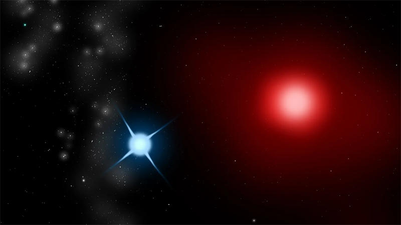 心宿二是一个双星系统,里面包含了一颗红色红超巨星,还有一颗蓝白色的主序星
