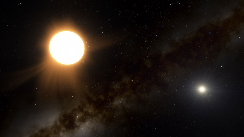 天鹅座61是一个双星系统，里面有两颗比太阳小一些的K型恒星