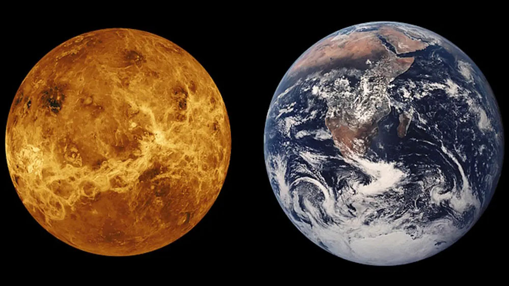 金星和地球大小对比：金星和地球的大小极为类似